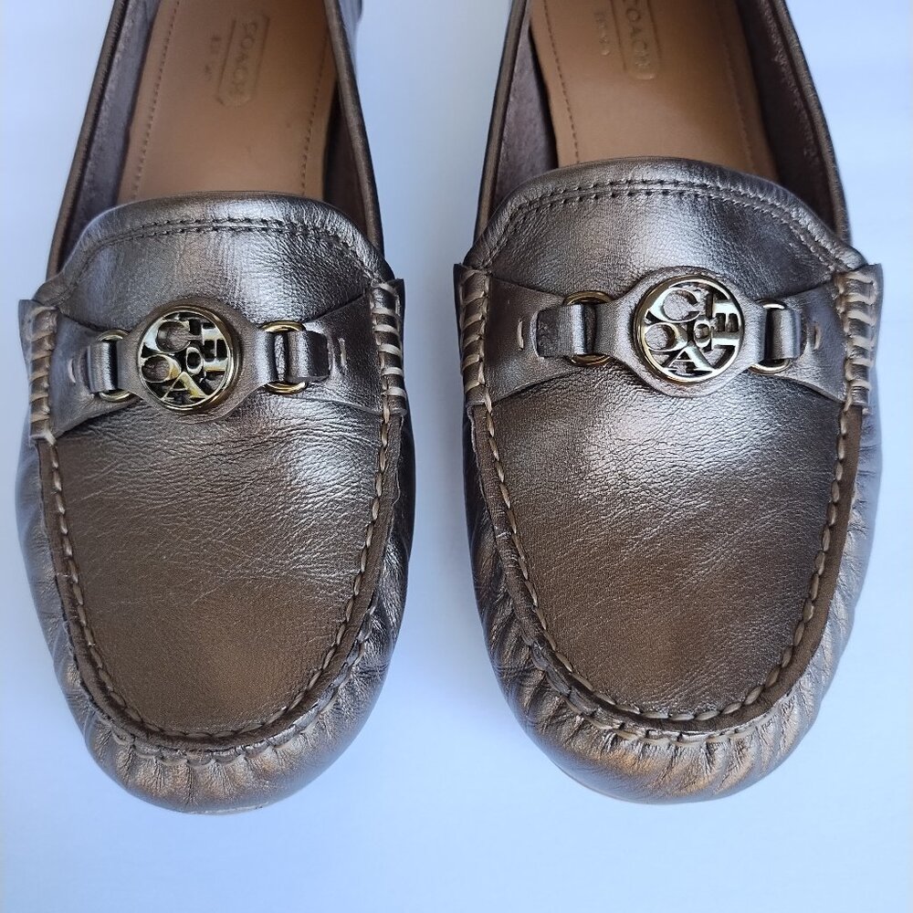 Coach Women's Fonda Leather Dark Gold Loafers Flats Size 8 M